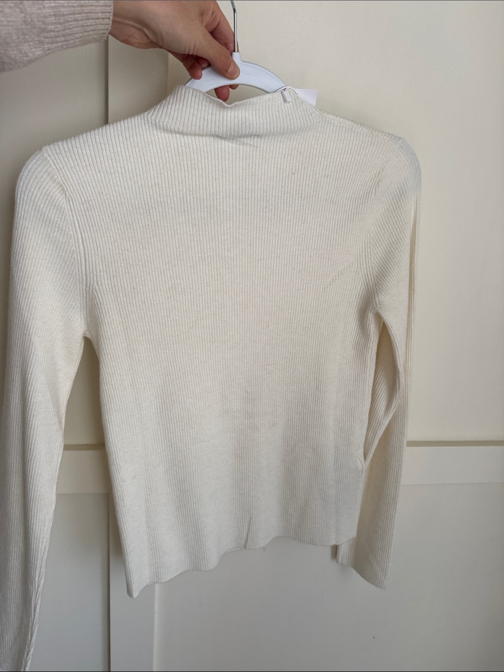 Mango Cream Ribbed Wool Snap-Front Top - Picture 5 of 5